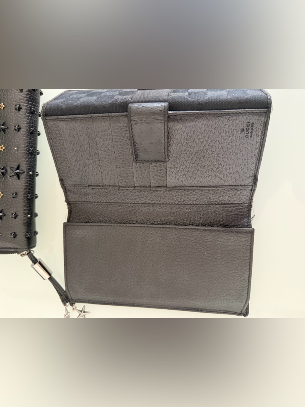 Gucci Black Canvas Continental Wallet with gold hardware and jimmy choo set of 2 - Picture 4 of 12